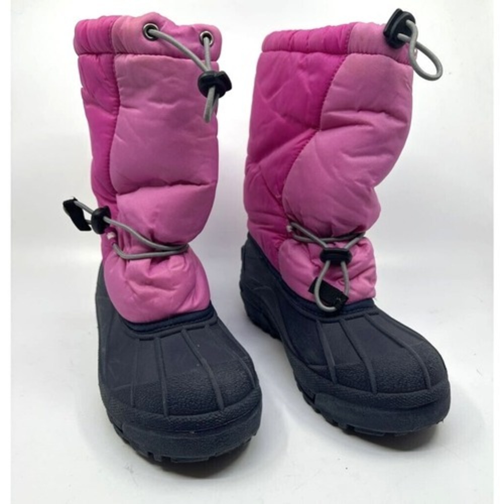 Columbia Moonridge II Snow Boots Kids Size 4 Pink Black Waterproof YY1193 Good